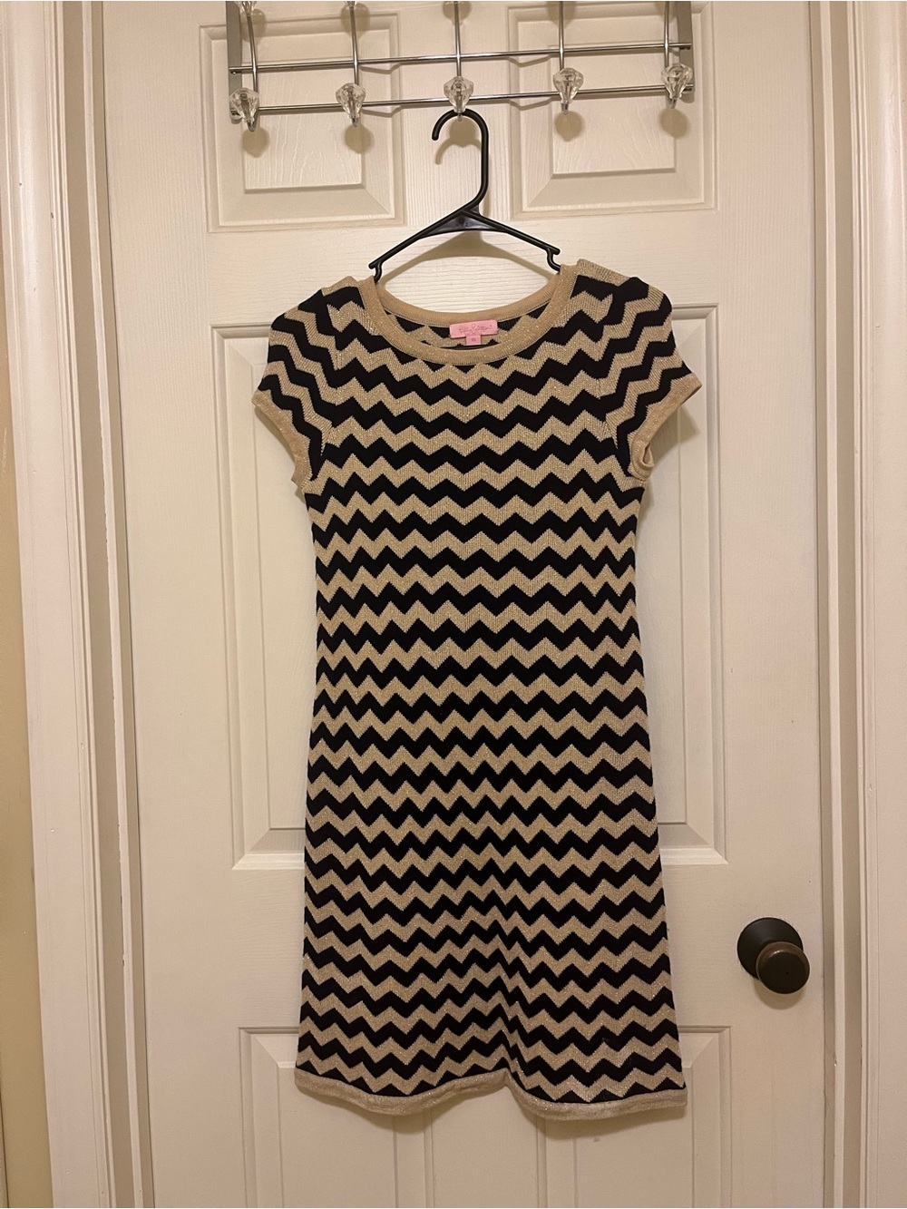 Lilly Pulitzer Black and Beige Chevron Knit Dress